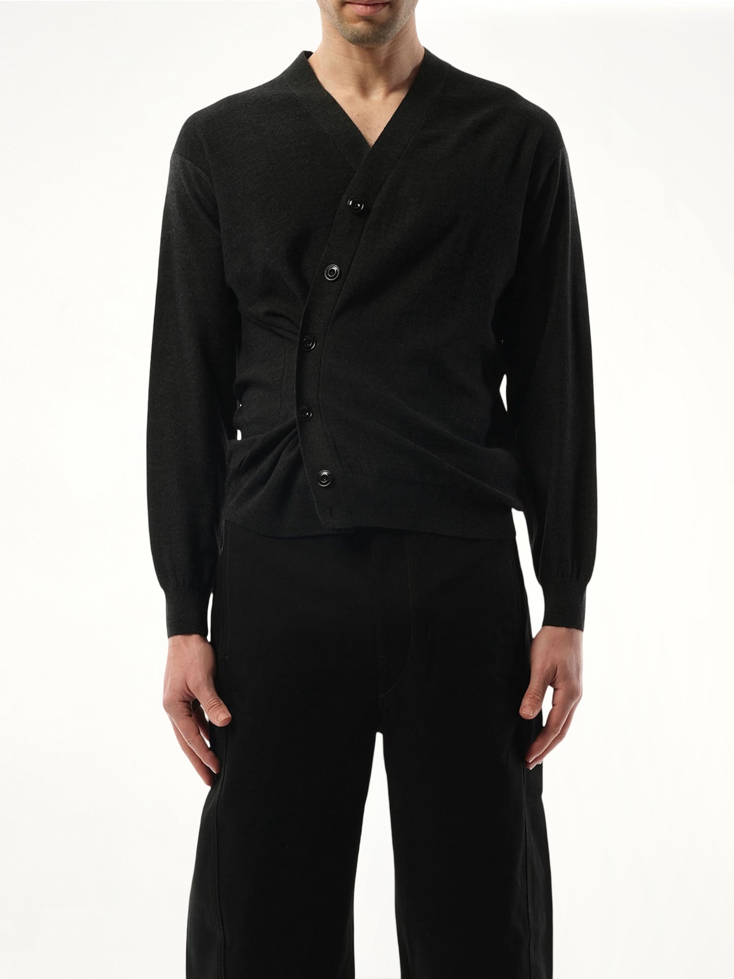 Relaxed Twist Cardigan in Anthracite