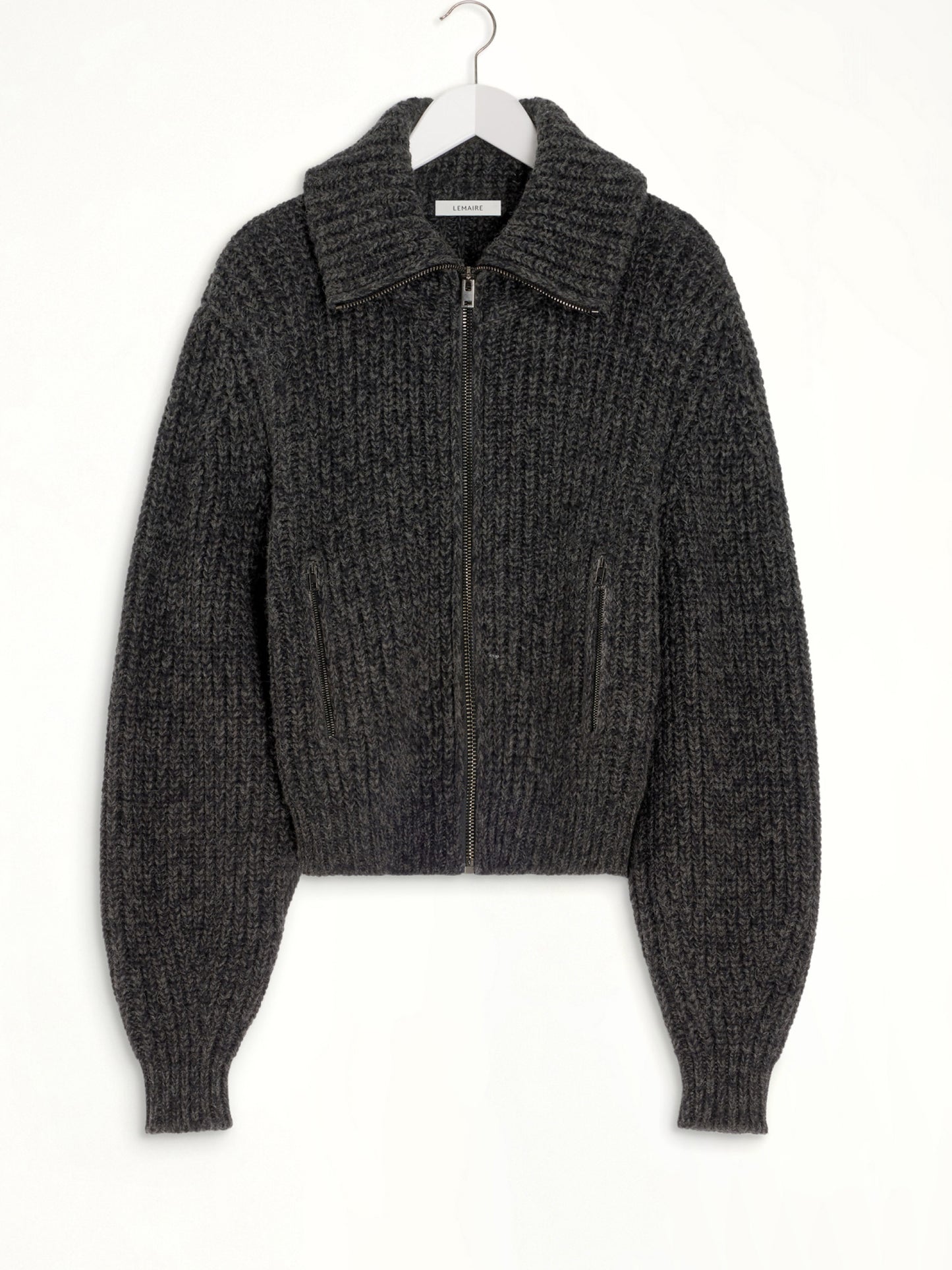 Zipped Cardigan in Black / Mink Brown