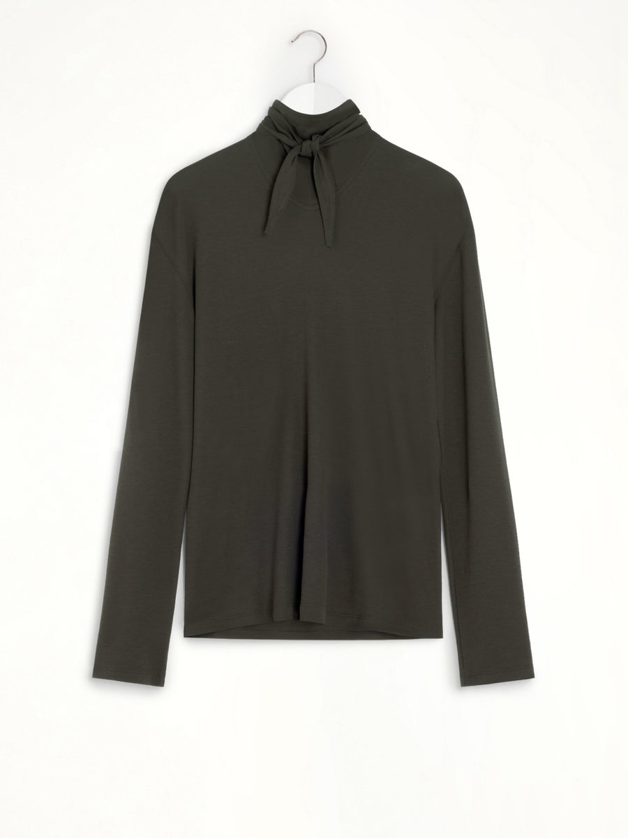 Long Sleeve Foulard Top in Dark Espresso