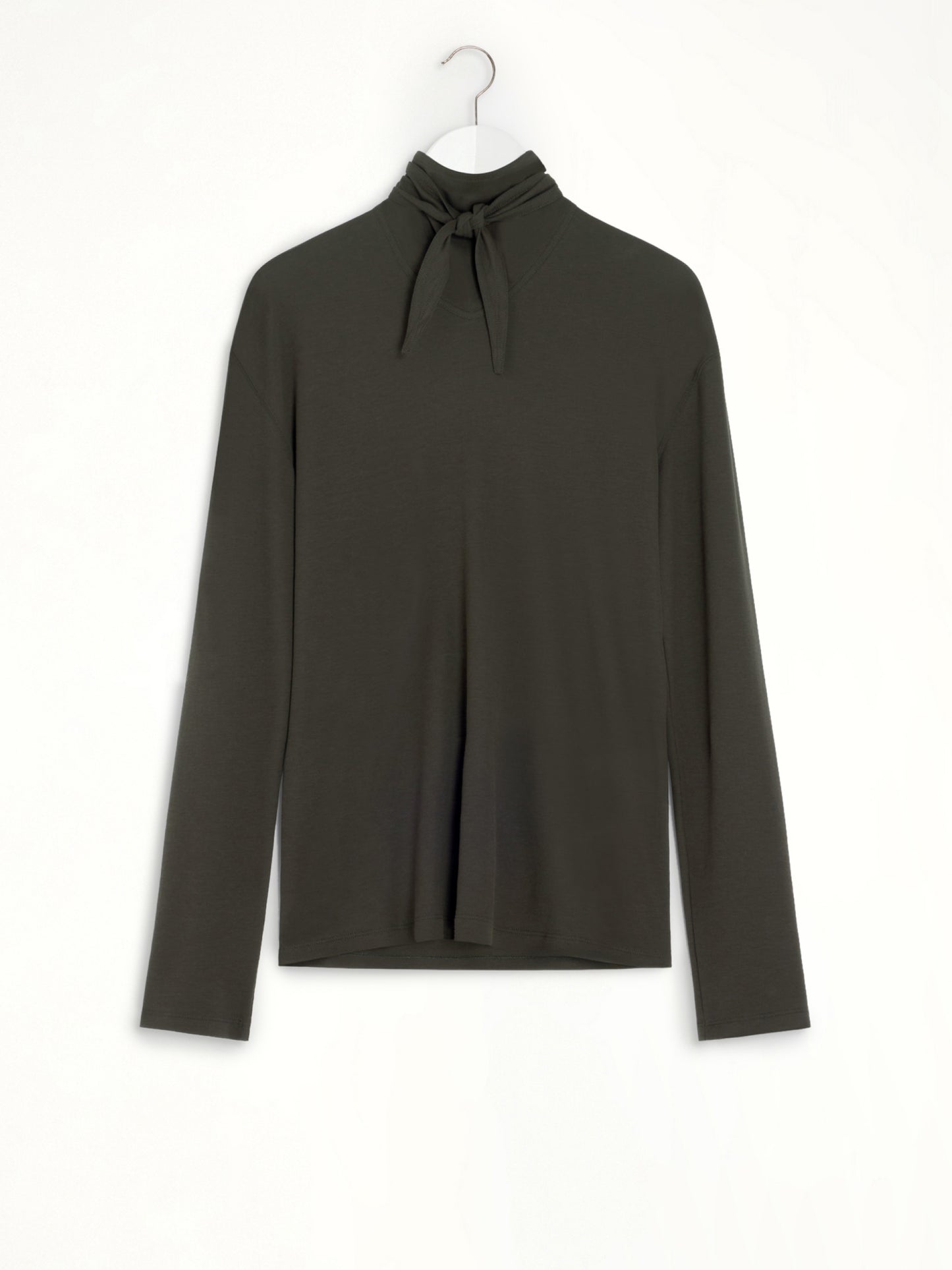 Long Sleeve Foulard Top in Dark Espresso