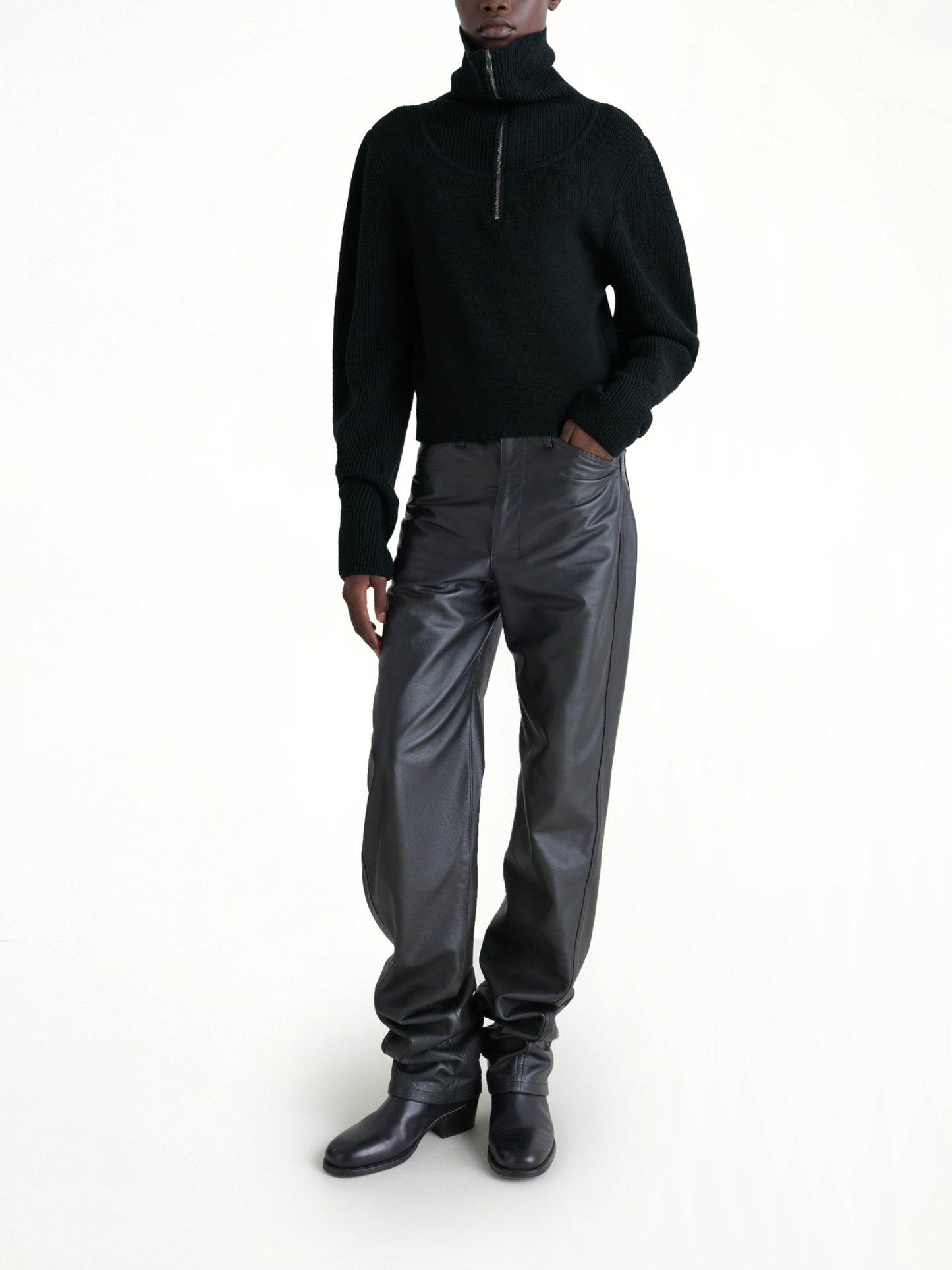 Zipped Sweater in Black