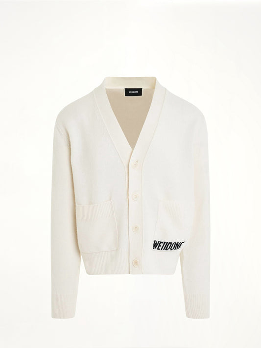 Pocket Logo Knit Cardigan in Ivory