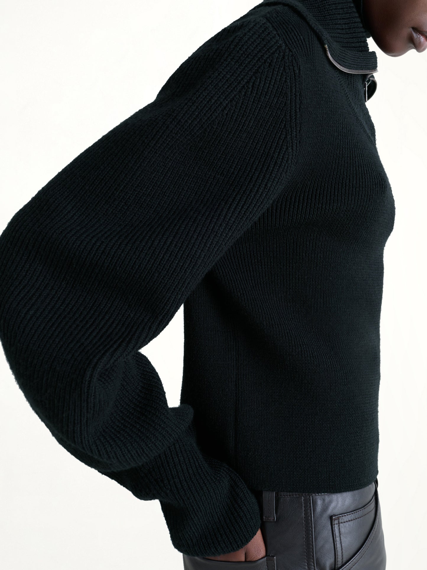Zipped Sweater in Black