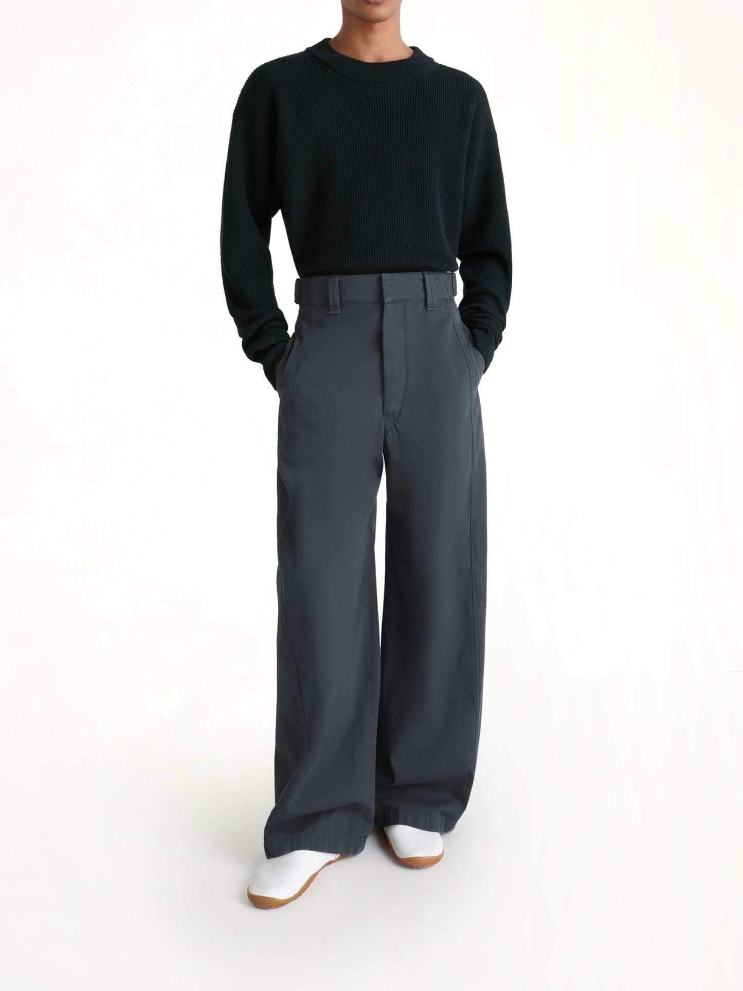 Boxy Round Neck Sweater in Black