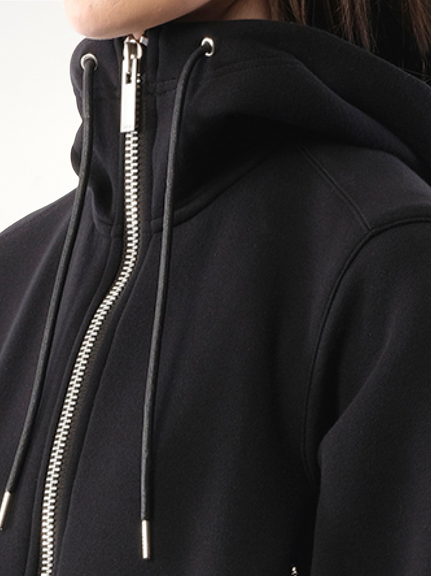 Sponge Sweat Nylon Twill Hoodie in Black