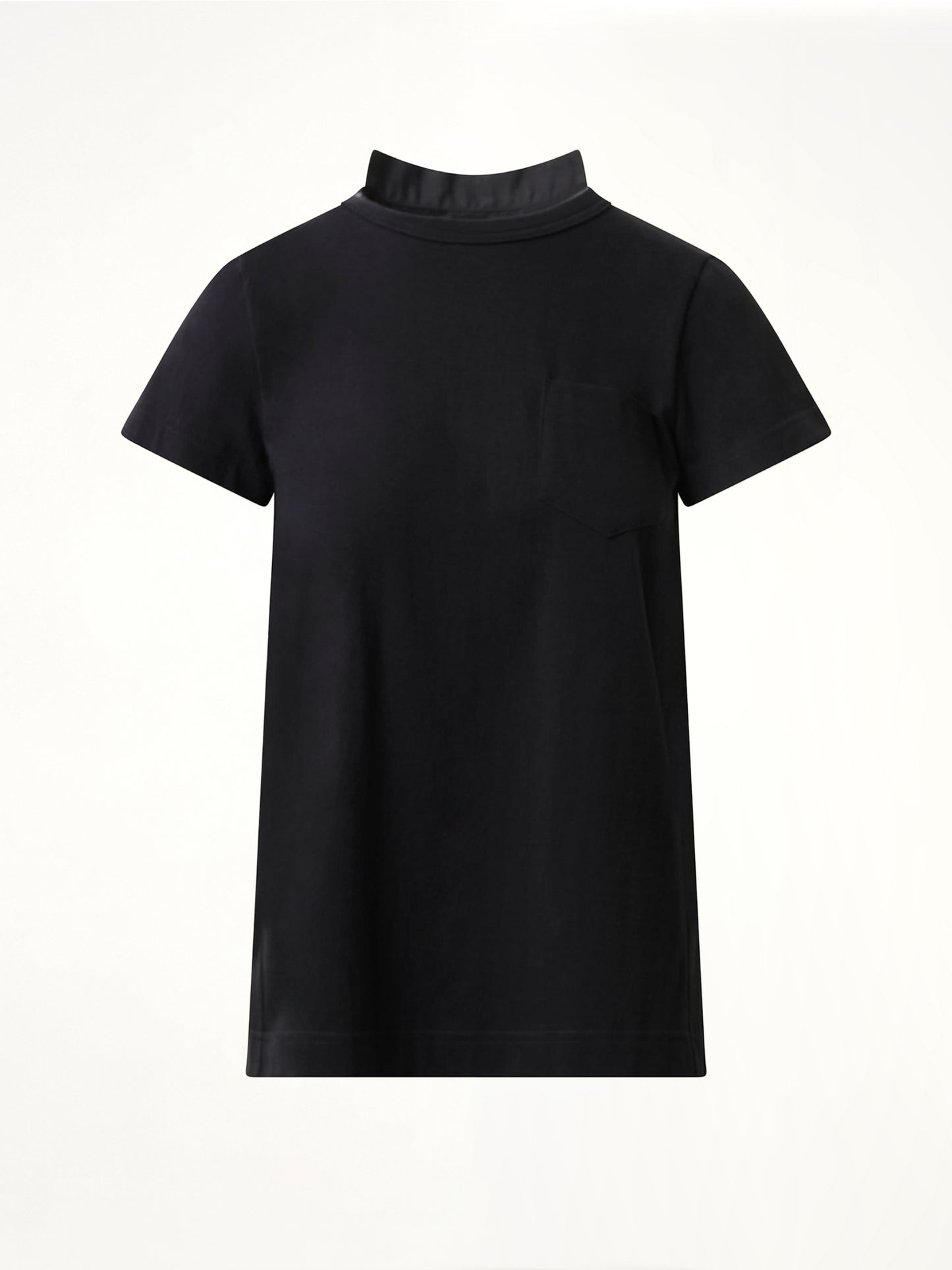 Cotton Poplin x Jersey T-Shirt in Black