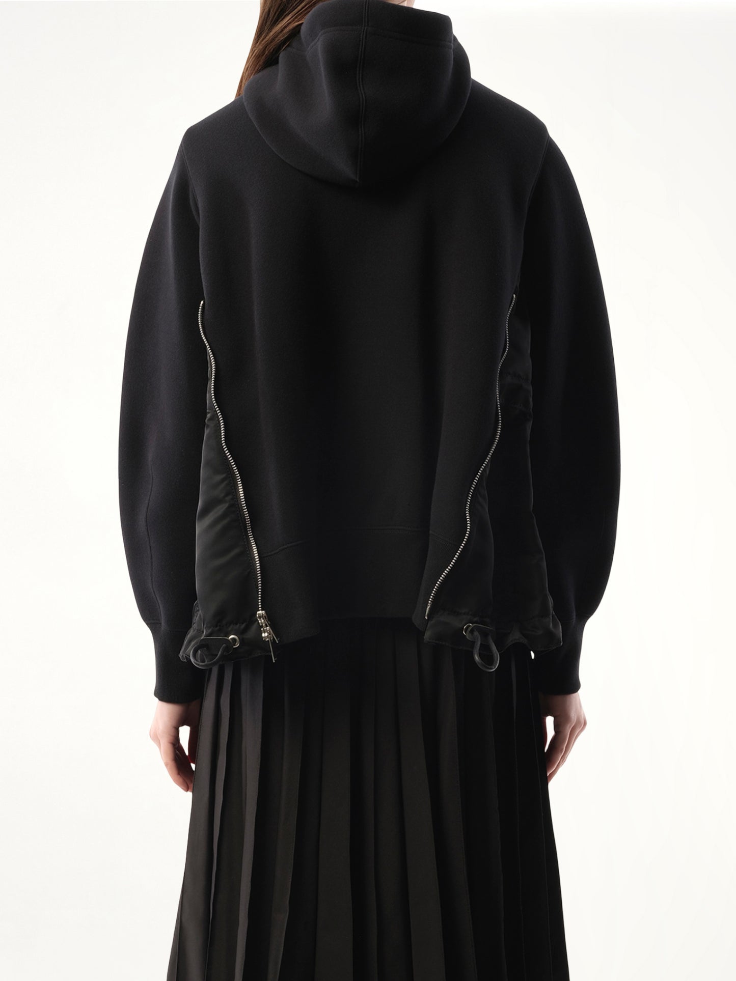 Sponge Sweat Nylon Twill Hoodie in Black