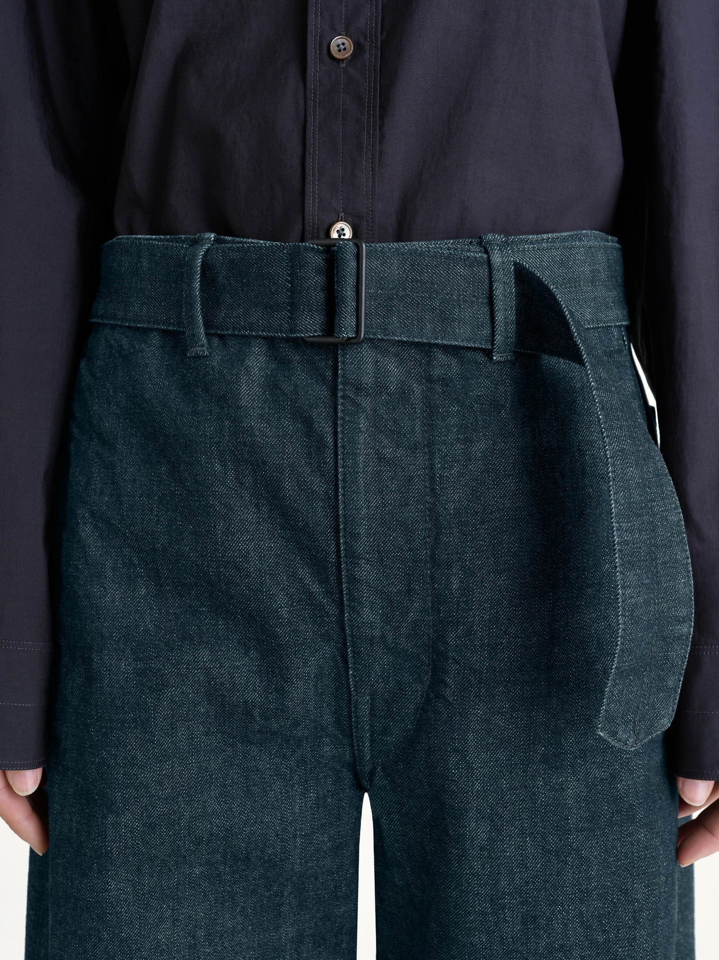 Twisted Belted Pants in Denim Indigo