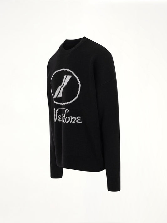 Logo Jacquard Intarsia Sweater in Black