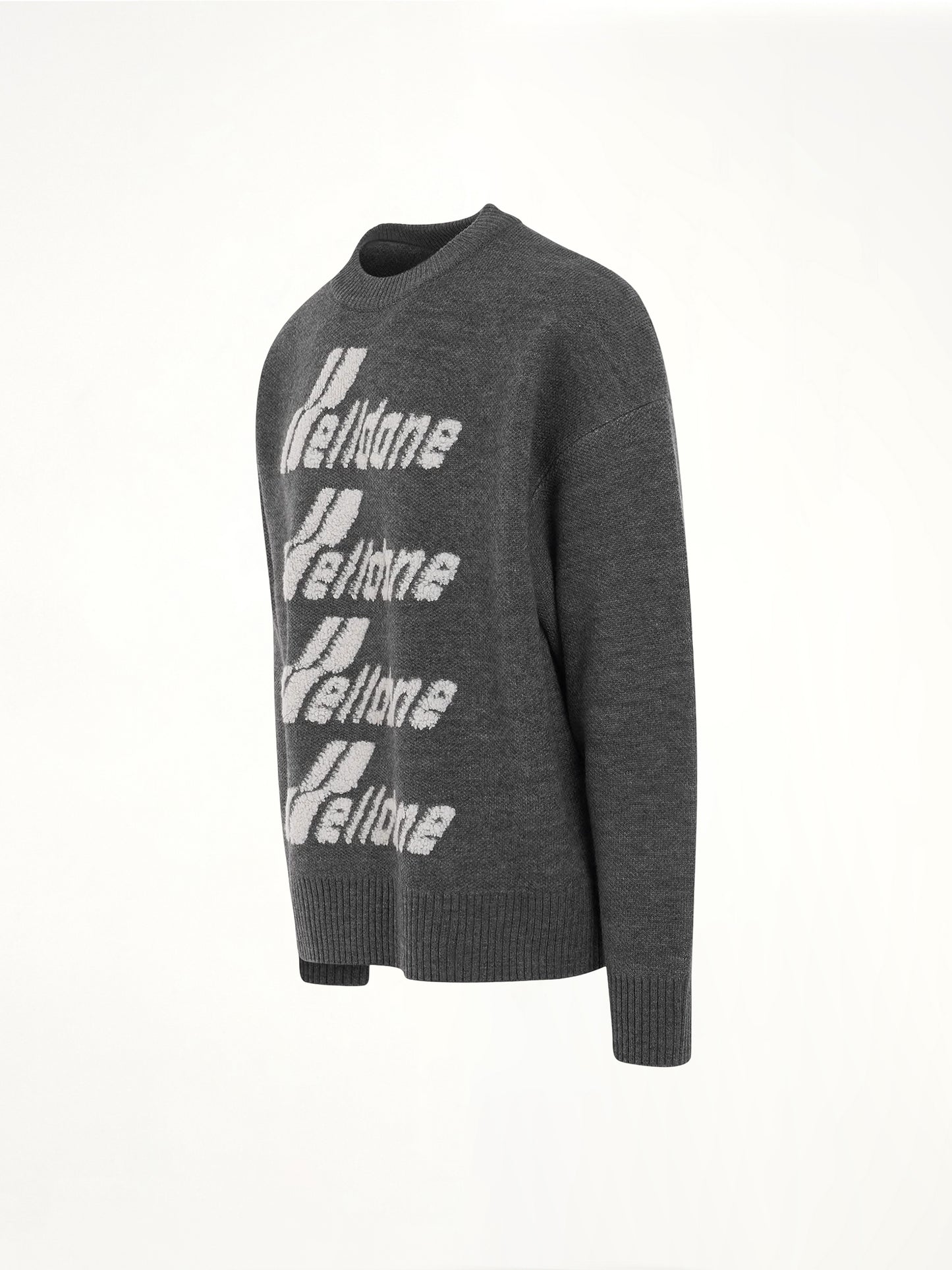 Logo Pile Knit Sweater in Grey