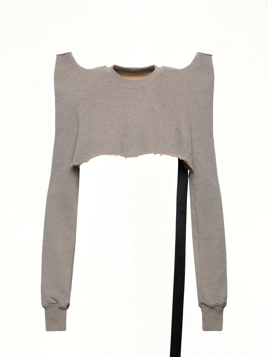 Cropped Tecsweat in Melange Grey