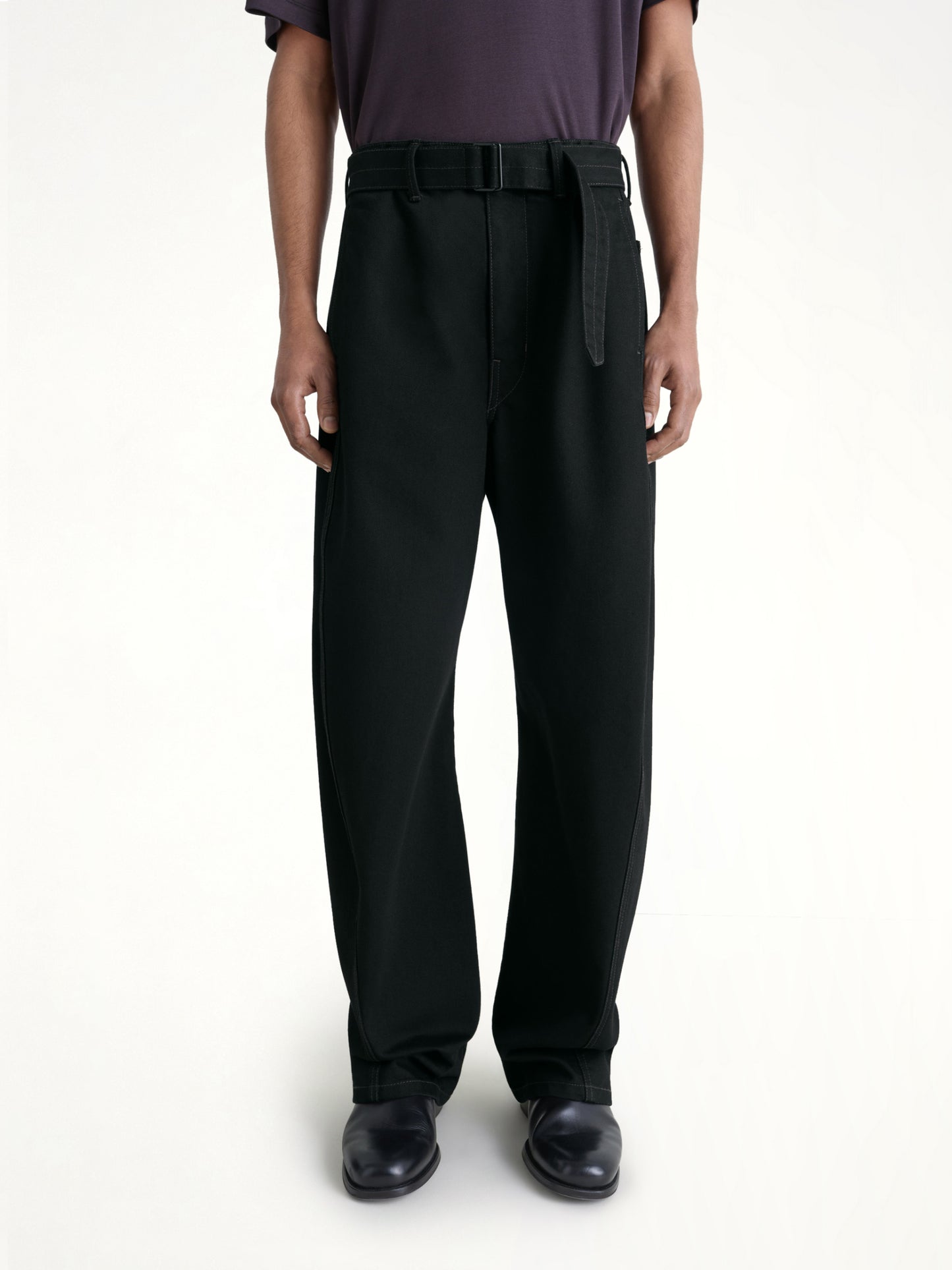 Twisted Belted Pants in Black