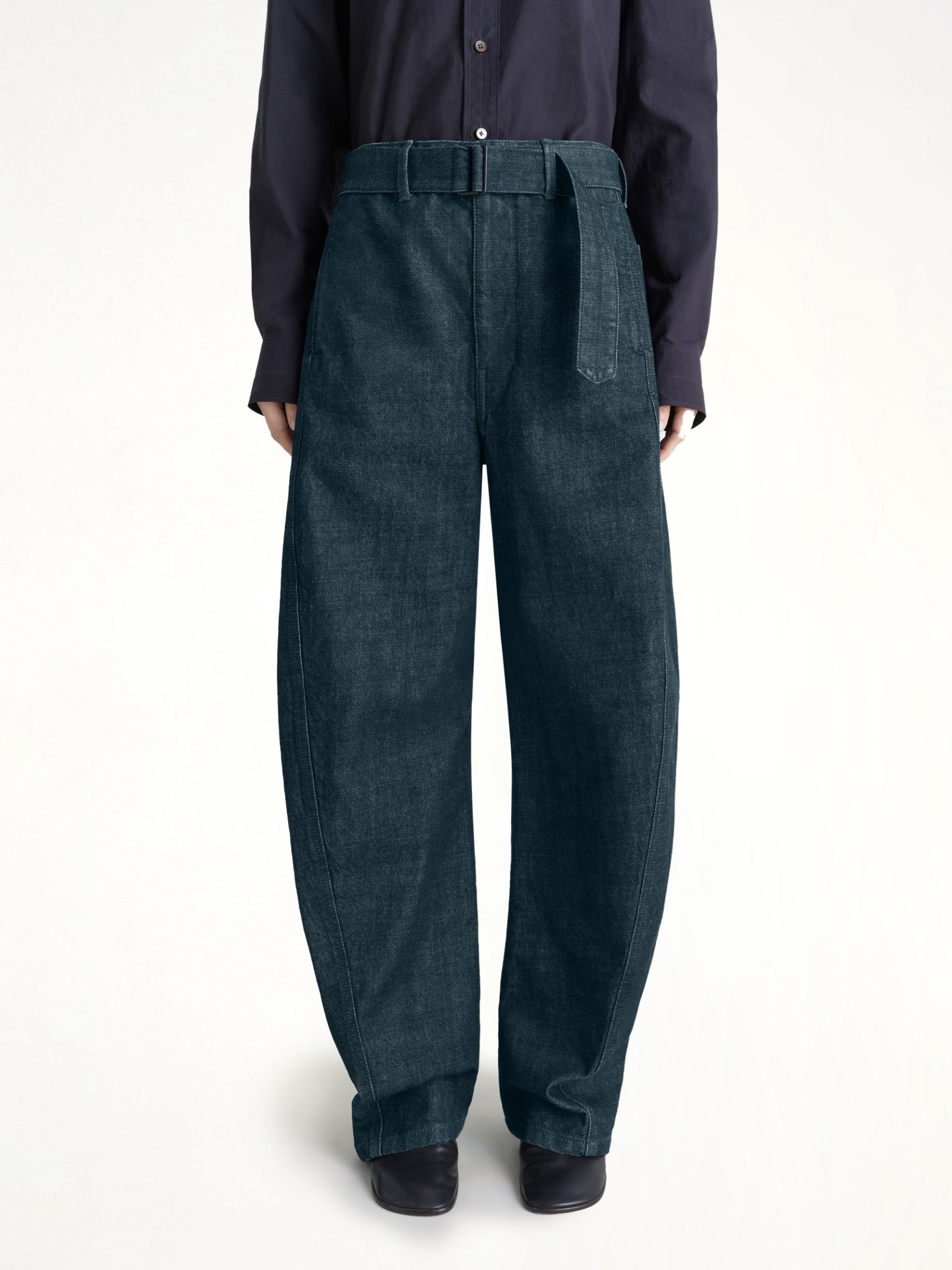 Twisted Belted Pants in Denim Indigo