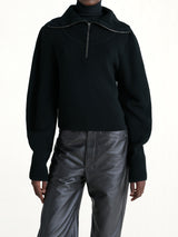 Zipped Sweater in Black