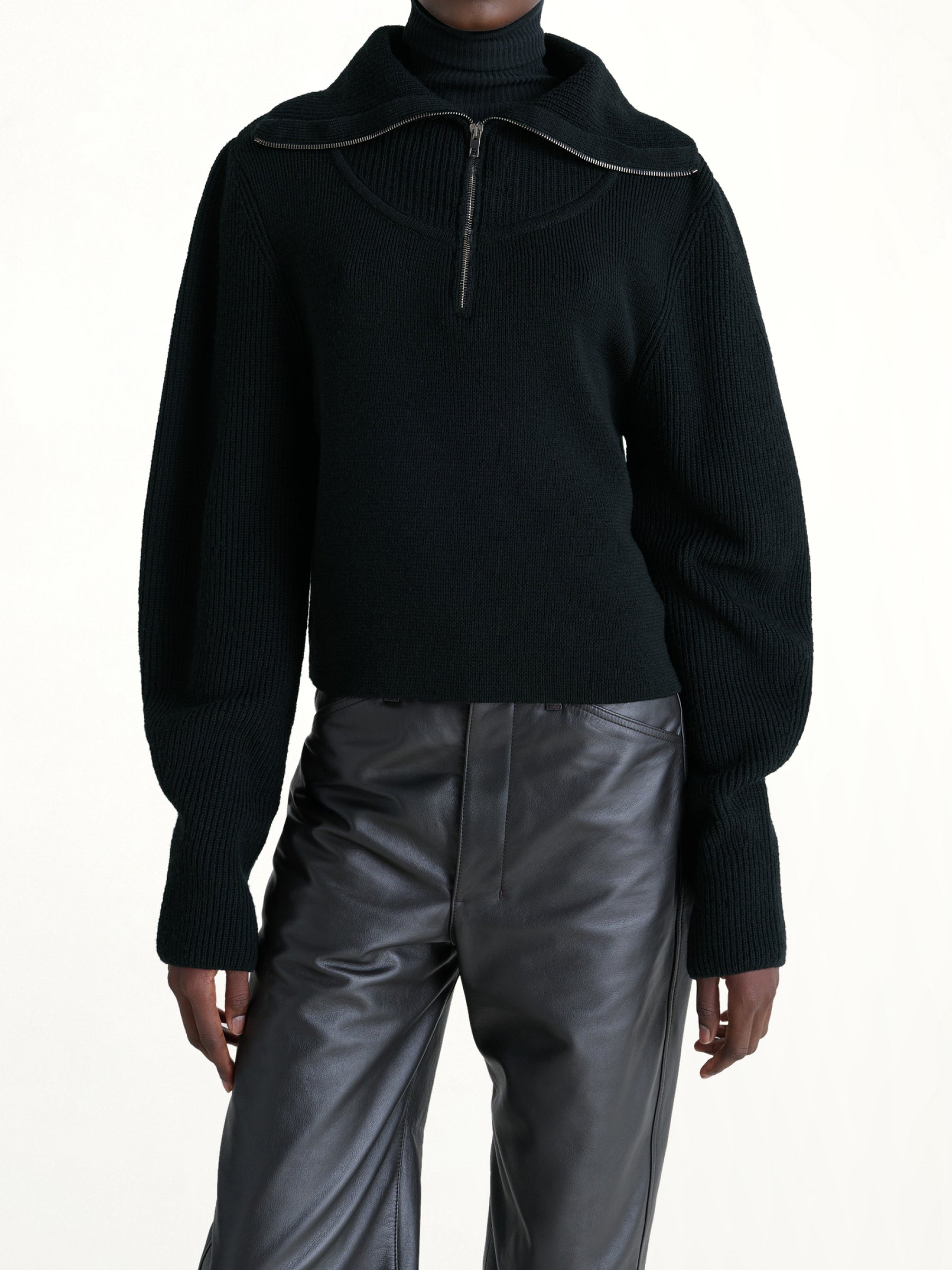 Zipped Sweater in Black