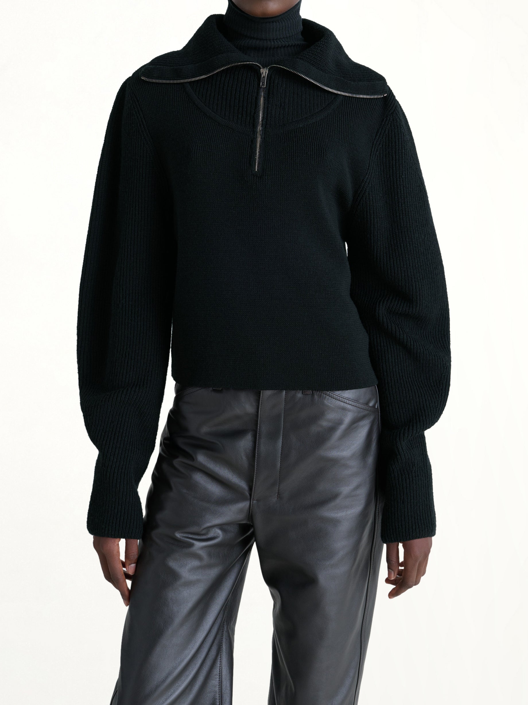 Zipped Sweater in Black