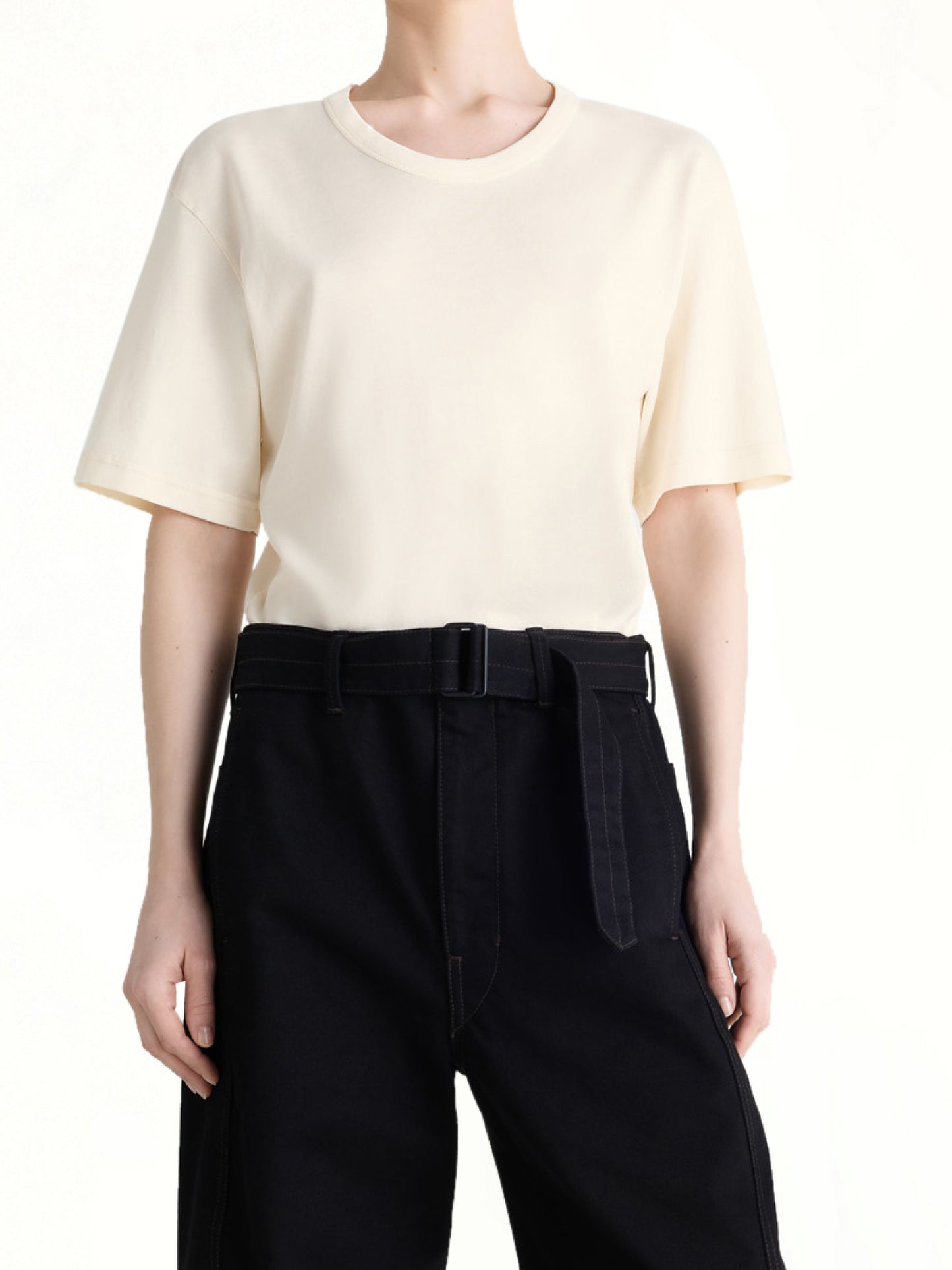 Rib SS T-Shirt in Light Cream