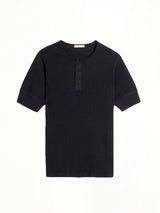 Rib Henley Top in Black