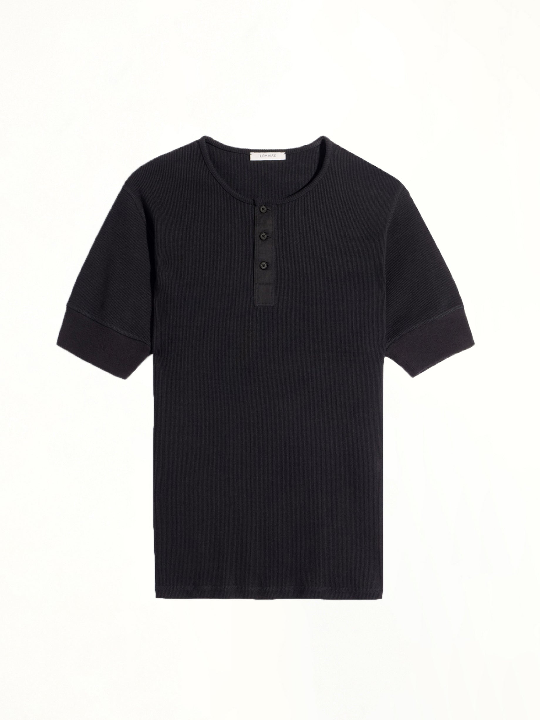 Rib Henley Top in Black