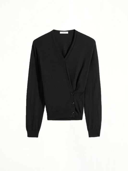 Twisted V Neck Jumper in Black