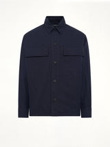 Monogram Cotton Overshirt W/Pockets in Navy