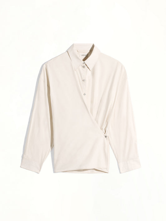 Straight Collar Twisted Shirt in Light Cream