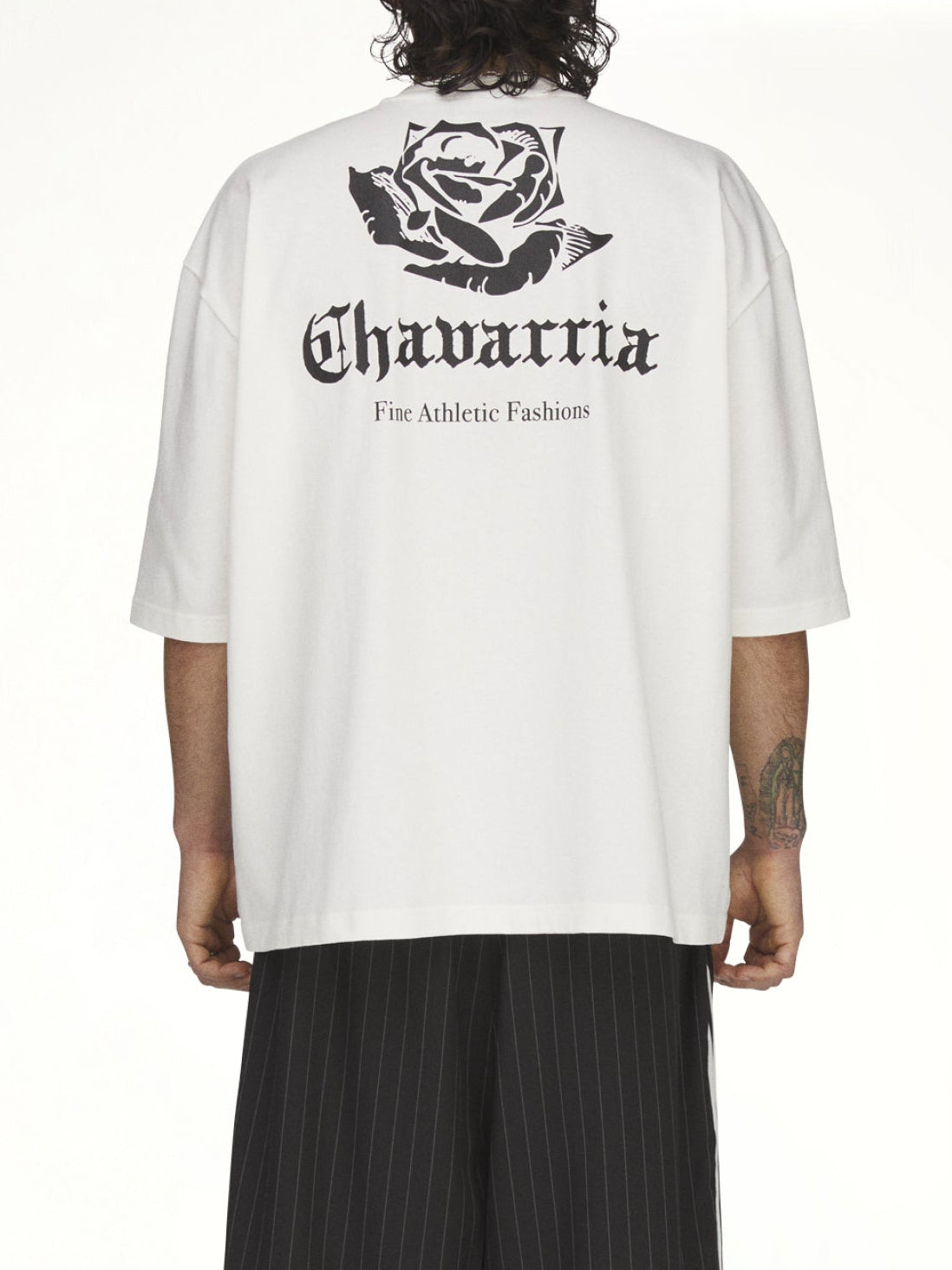 WILLY CHAVARRIA Adidas x WC Logo SS T-Shirt in Off White Back View from MARAIS