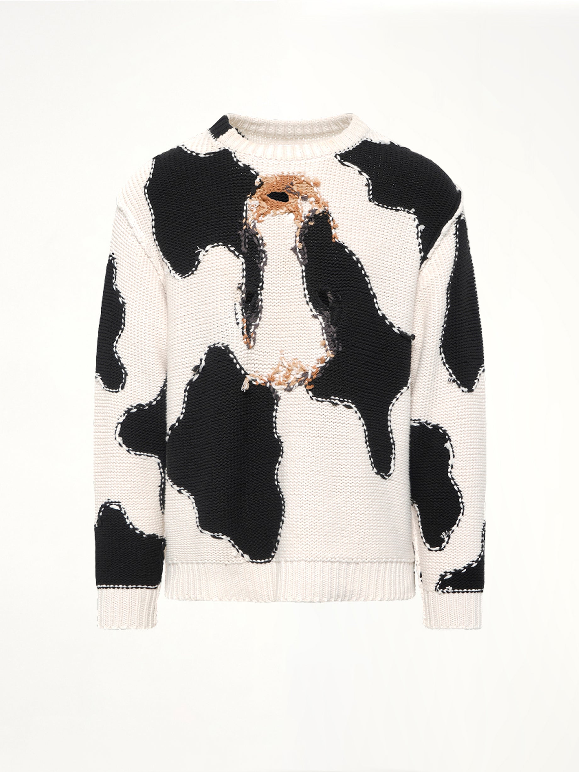 DOUBLET Acting Cow Knit Pullover in Ivory Product Photo from MARAIS