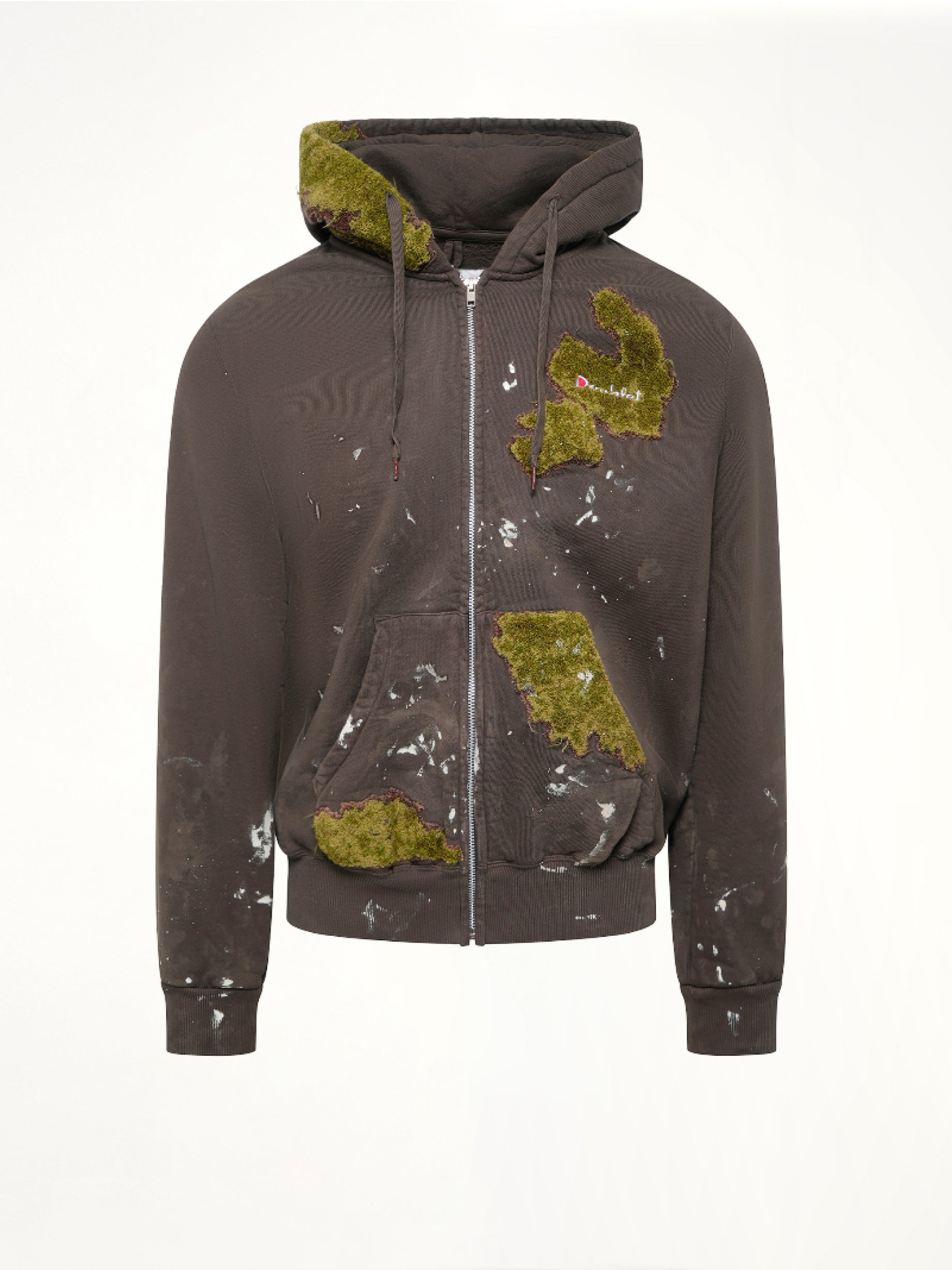 Moss-Grown Embroidery Hoodie in Brown