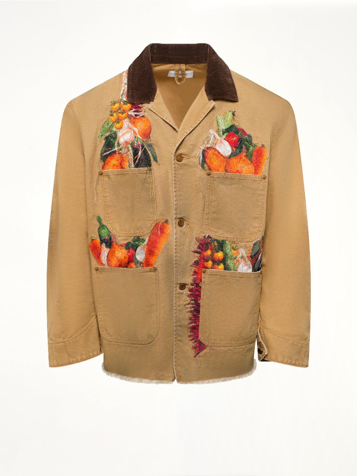 Vegetable Embroidery Work Jacket in Beige