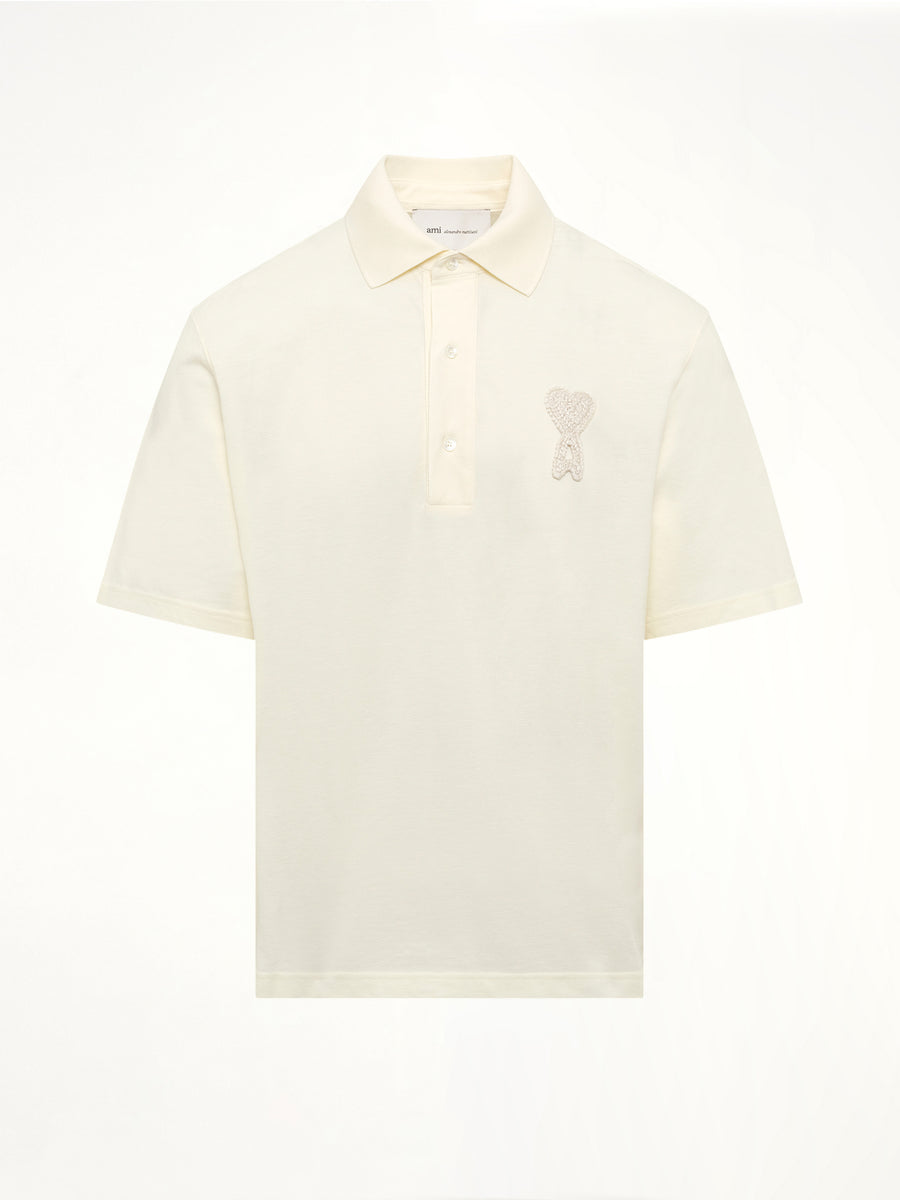 Knitted ADC Boxy Polo in Off White