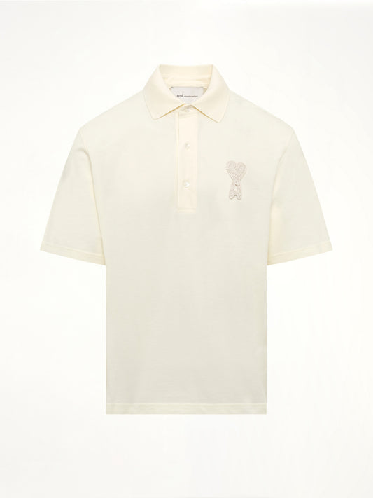 Knitted ADC Boxy Polo in Off White