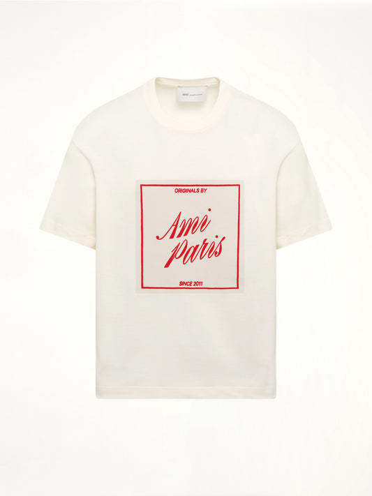 Signature Print Boxy Fit T-Shirt in White