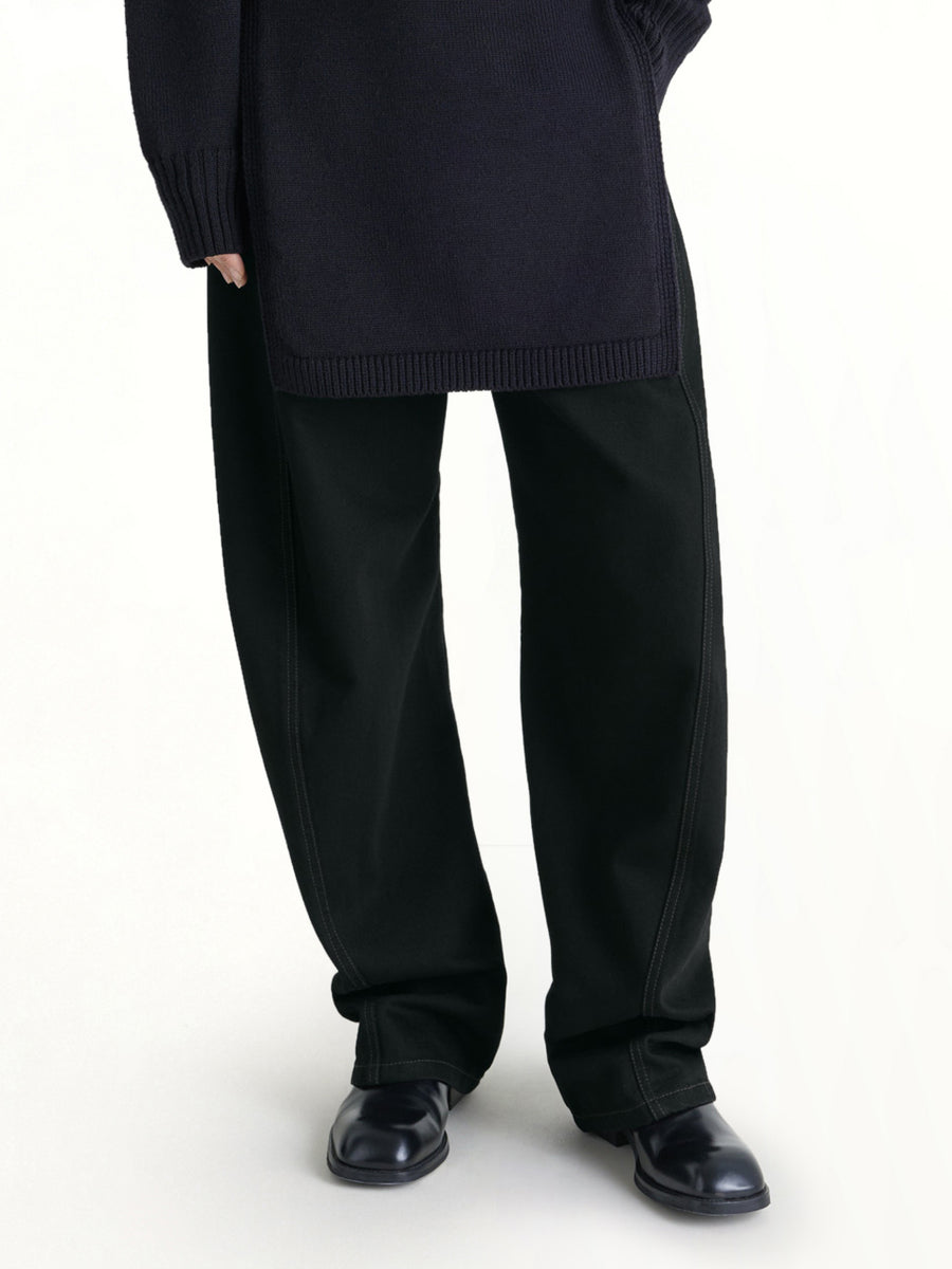 Twisted Belted Pants In Black