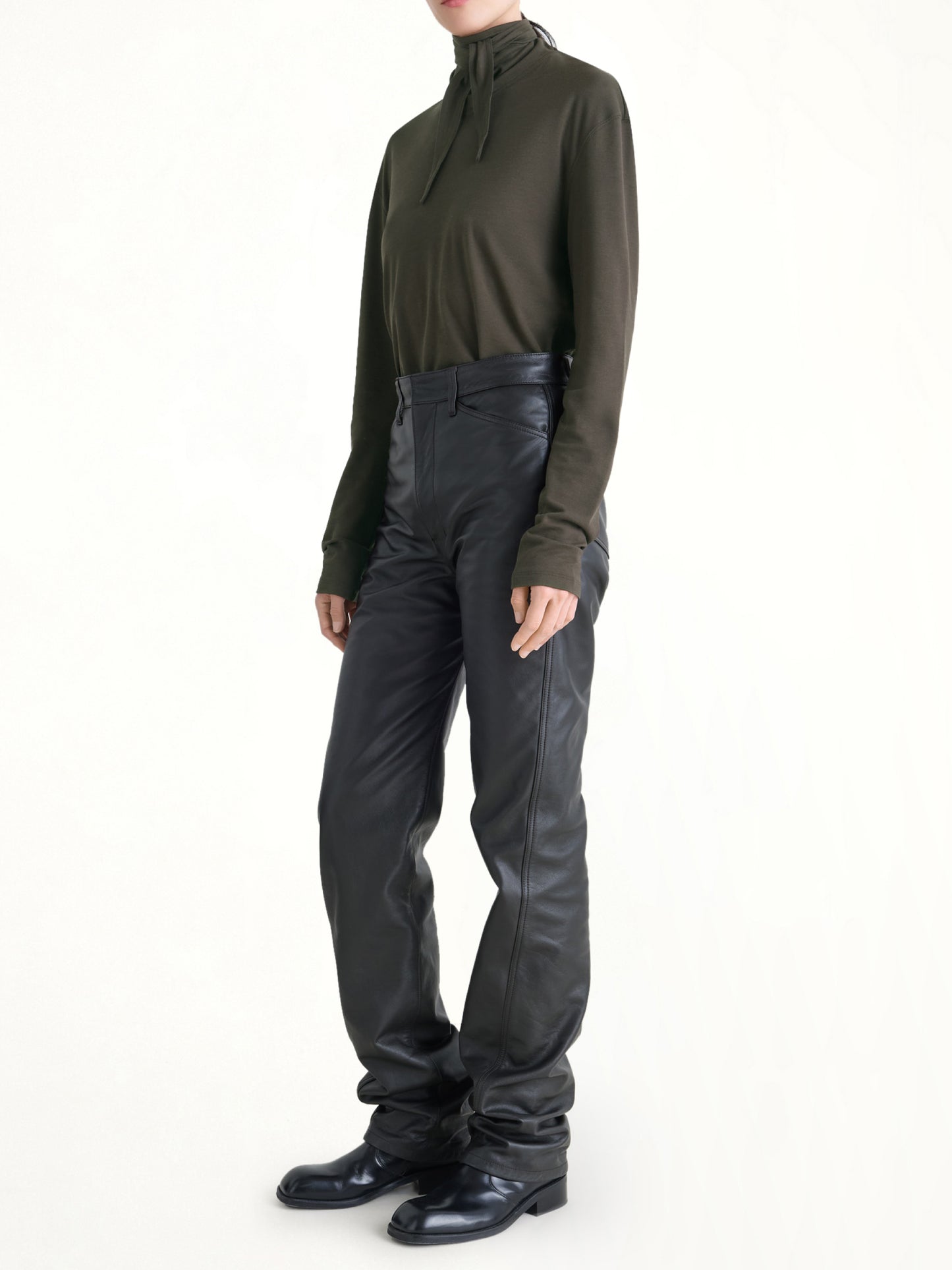 Long Sleeve Foulard Top in Dark Espresso
