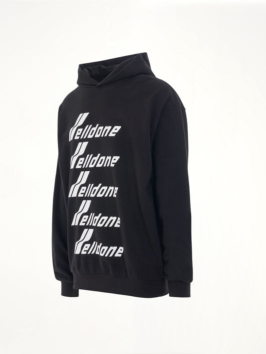Multiple Front Logo Hoodie in Black