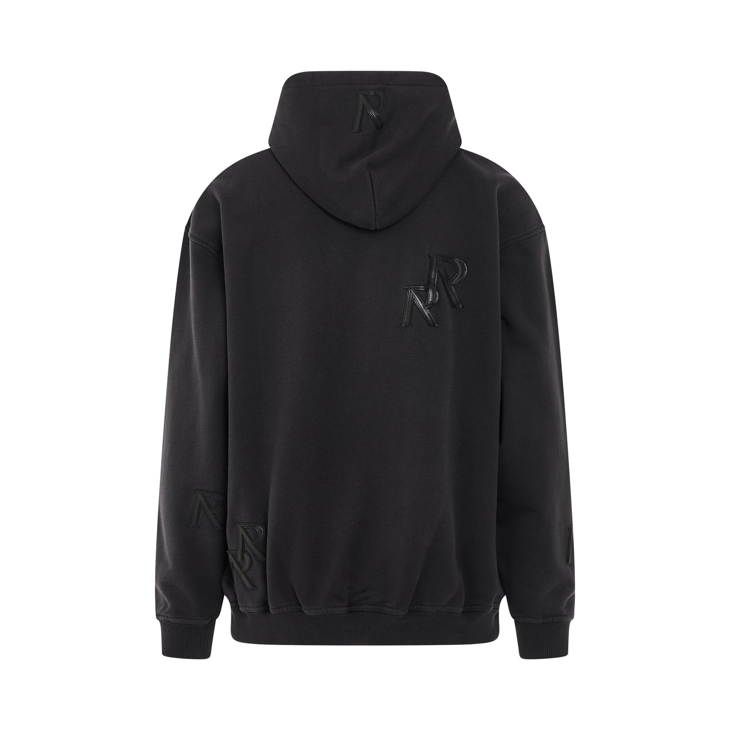 Applique Initial Hoodie in Faded Black