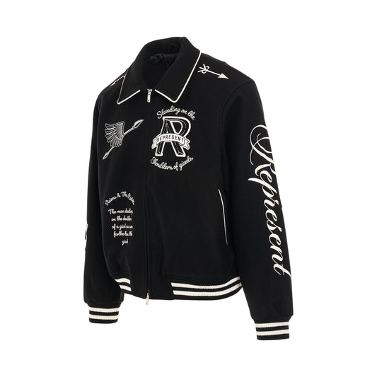 Cherub Varsity Jacket in Black