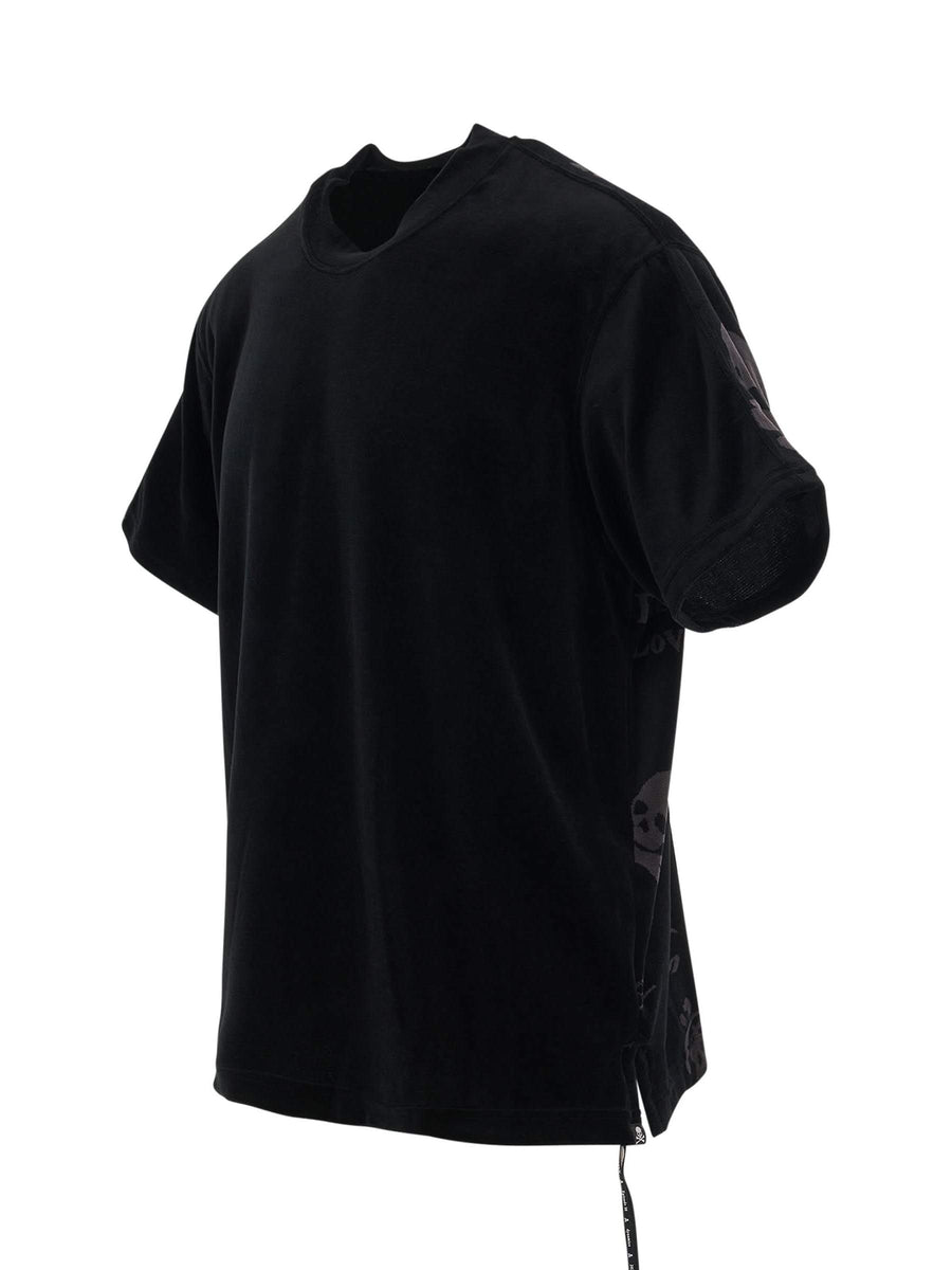 Embroidery Logo Boxy Fit Baseball T-Shirt in Black