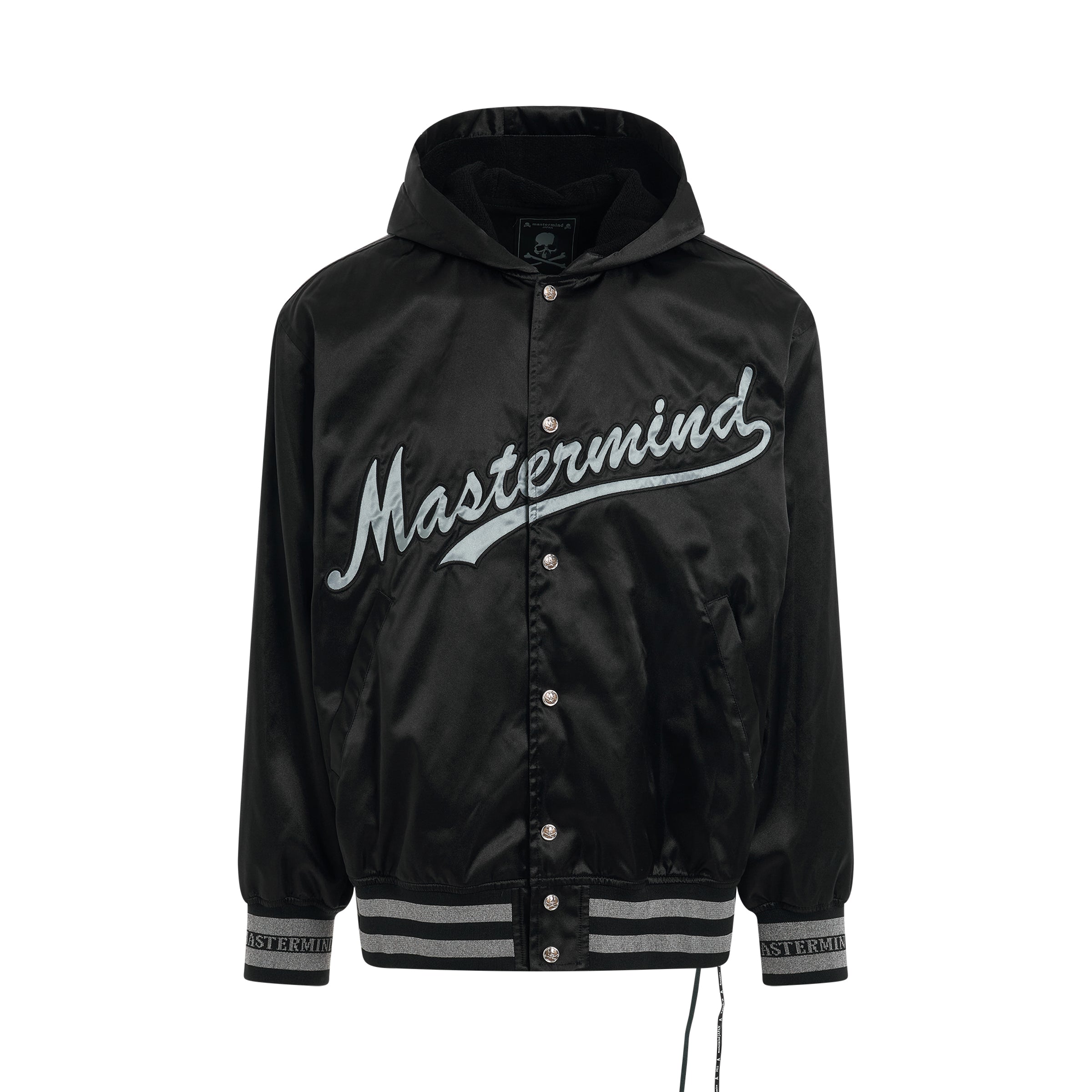 Hooded Varsity Jacket in Black