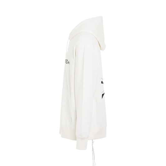 Rubbed Logo Hoodie in White