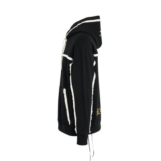 Fringe Hoodie in Black/White