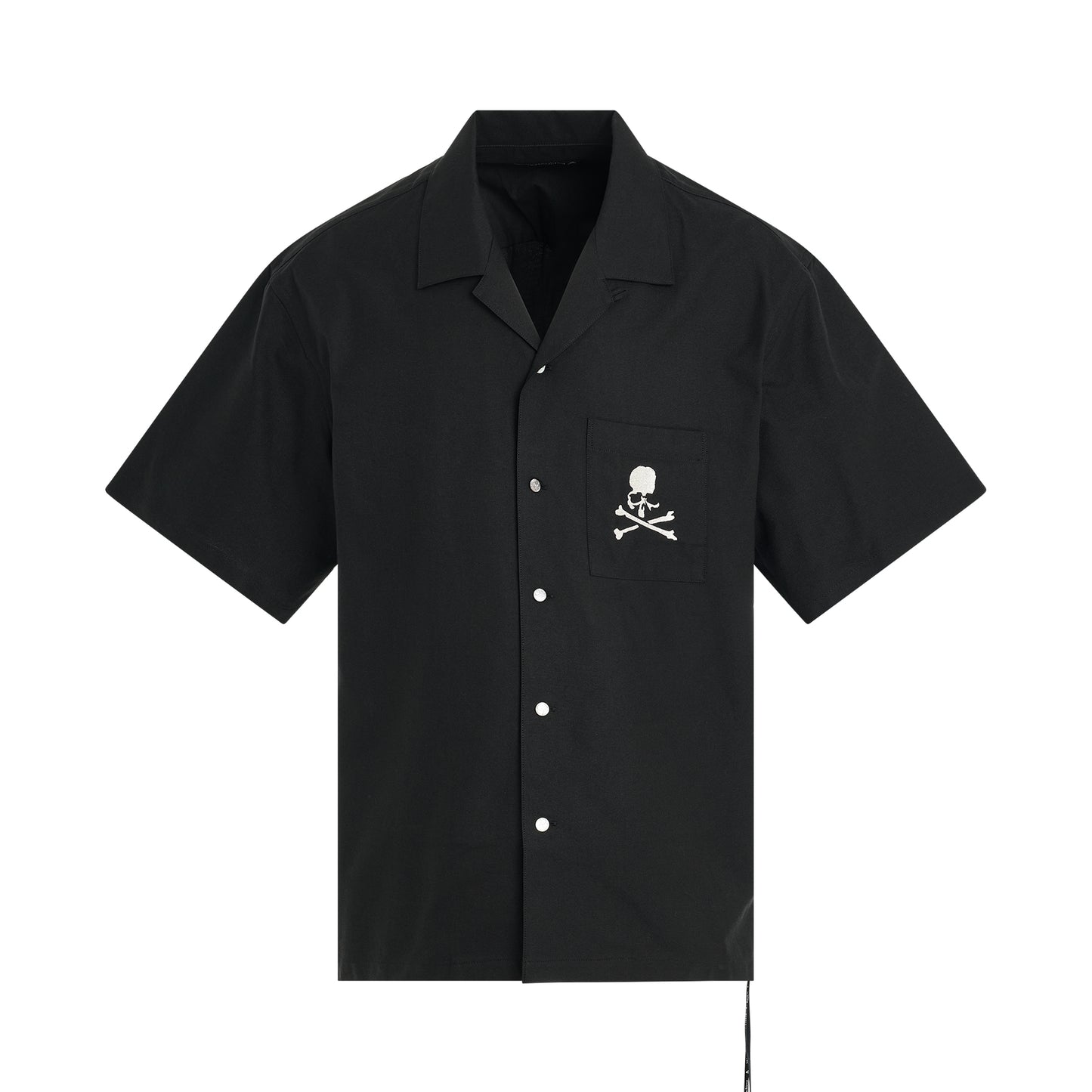 Open Collar Short Sleeve Shirt in Black