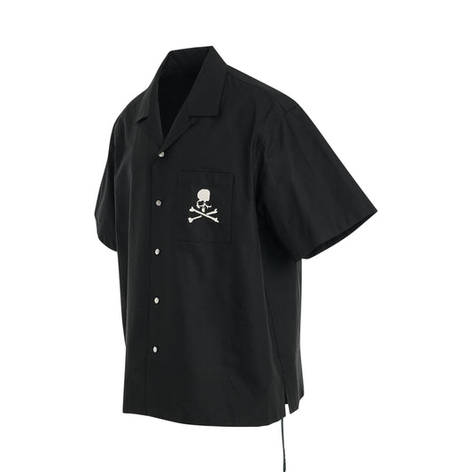 Open Collar Short Sleeve Shirt in Black