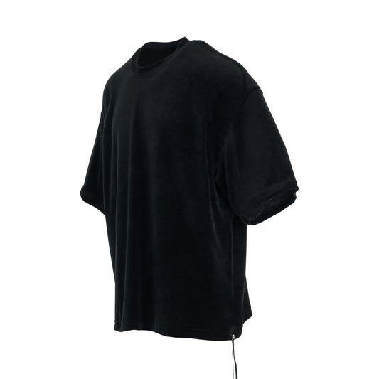 Bleached Velour Boxy Fit T-Shirt in Black