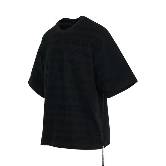 Links Jacquard Boxy Fit T-Shirt in Black