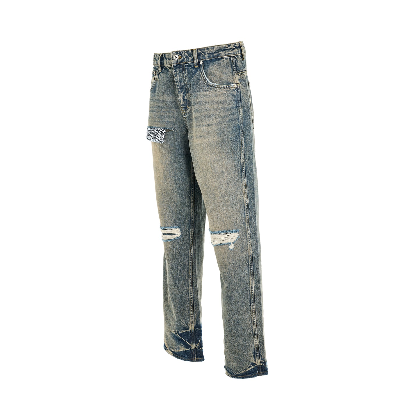 R3D Destroyer Baggy Denim Jeans in Blue Cream