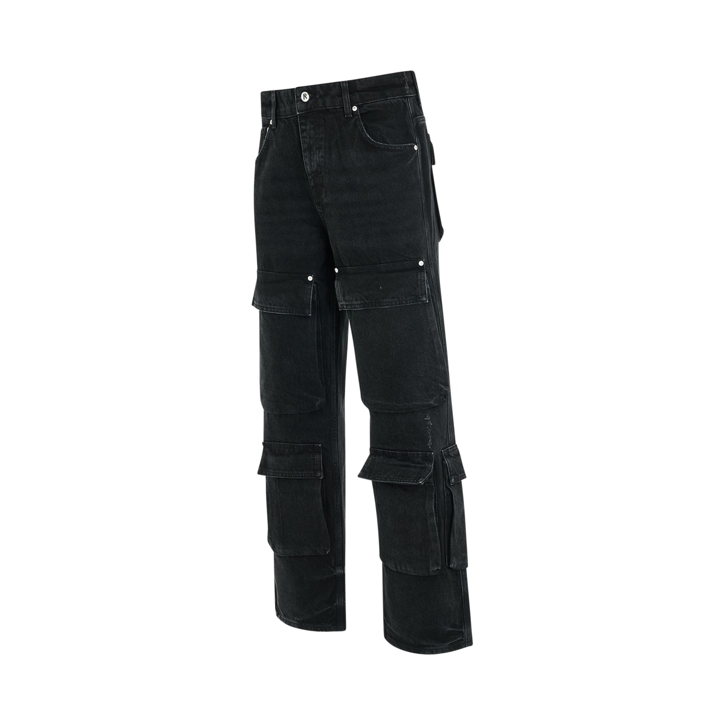 R3CA Cargo Denim Pants in Black