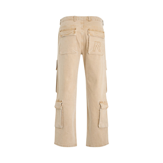 R3CA Cargo Denim Pants in Dirt Cashmere