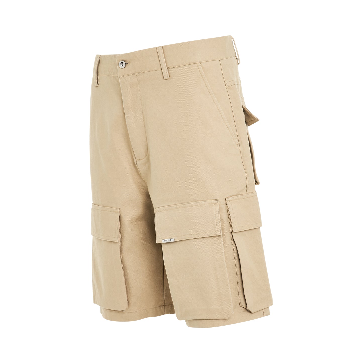 Baggy Cotton Cargo Shorts in Sandstone